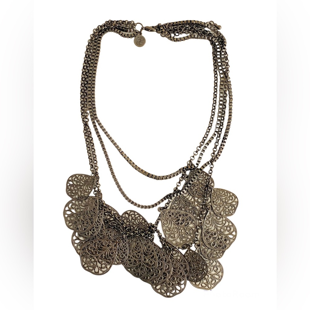 Susan Graver Multistrand Dangle Teardrop Filigree Cluster Necklace